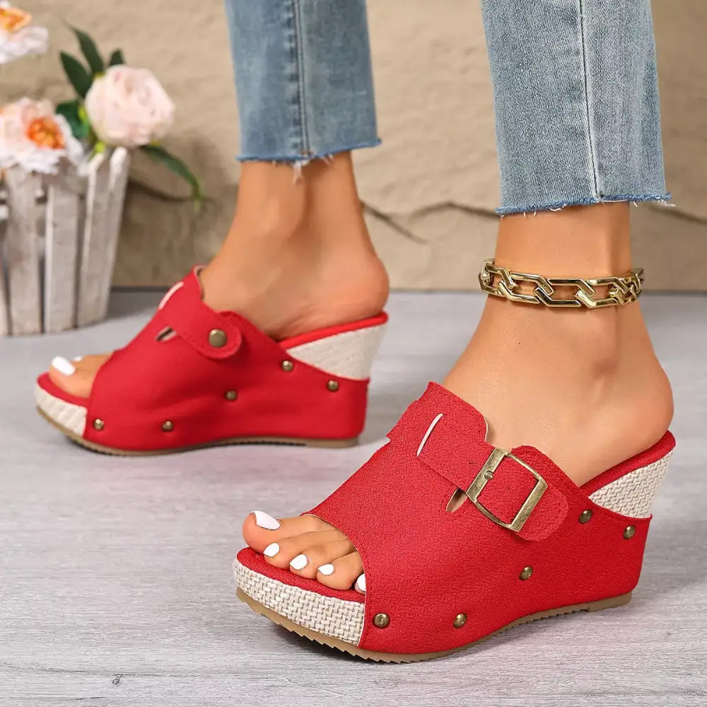 Graceful Fresh Open Toe Wedge Sandals