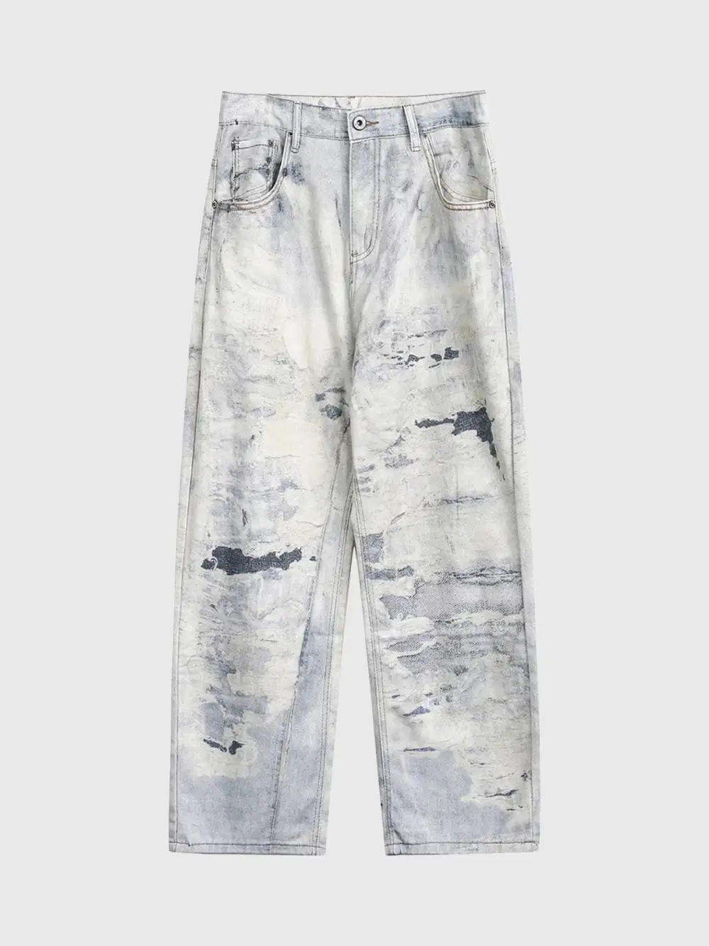 Straight-Leg Graphic Printed Jeans