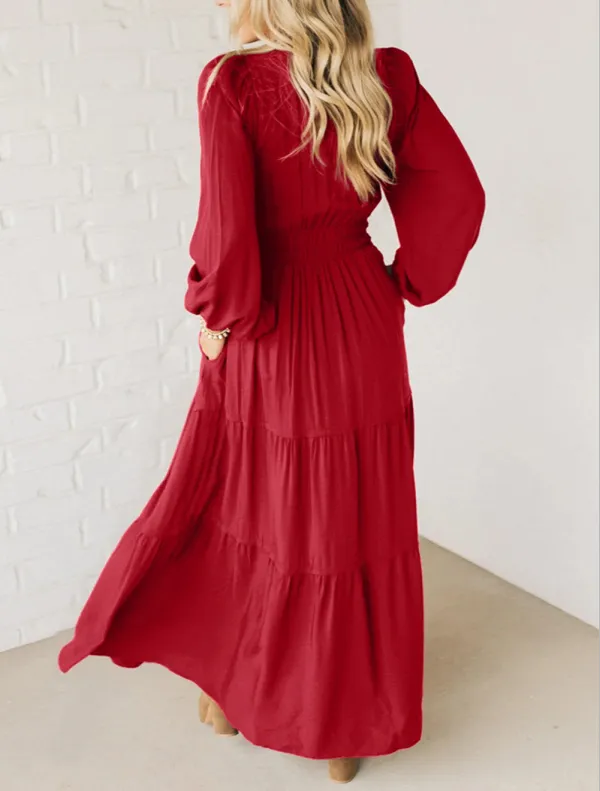 Racing Contrast Embroidered Detail Cinched Waist Tiered Long Sleeve