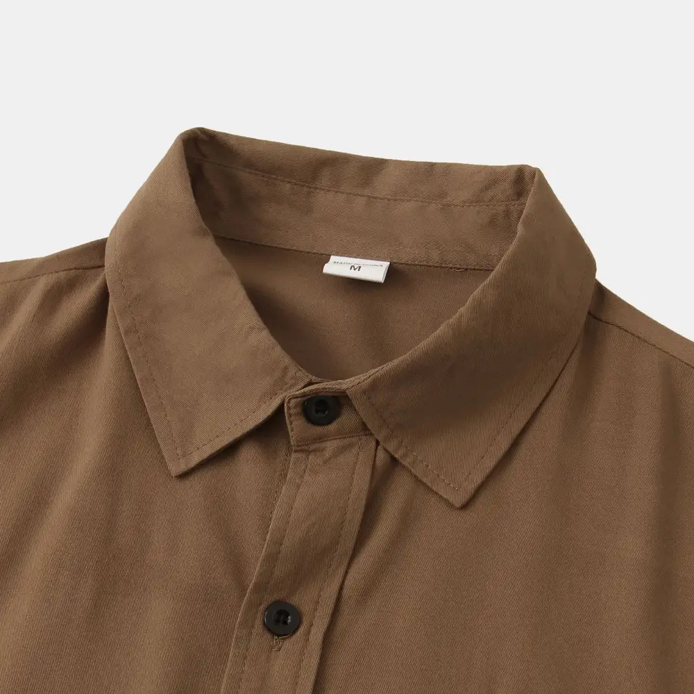 Relaxed Button Front Short Sleeve Collared Polo Shirt