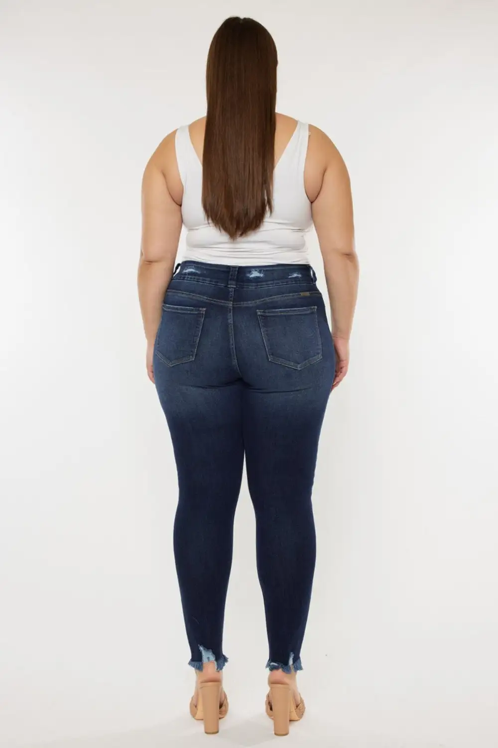 High Waist Raw Hem Jeans