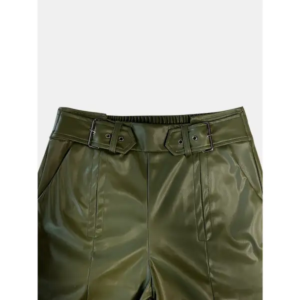 Half Elastic Waist Wide Leg Pants