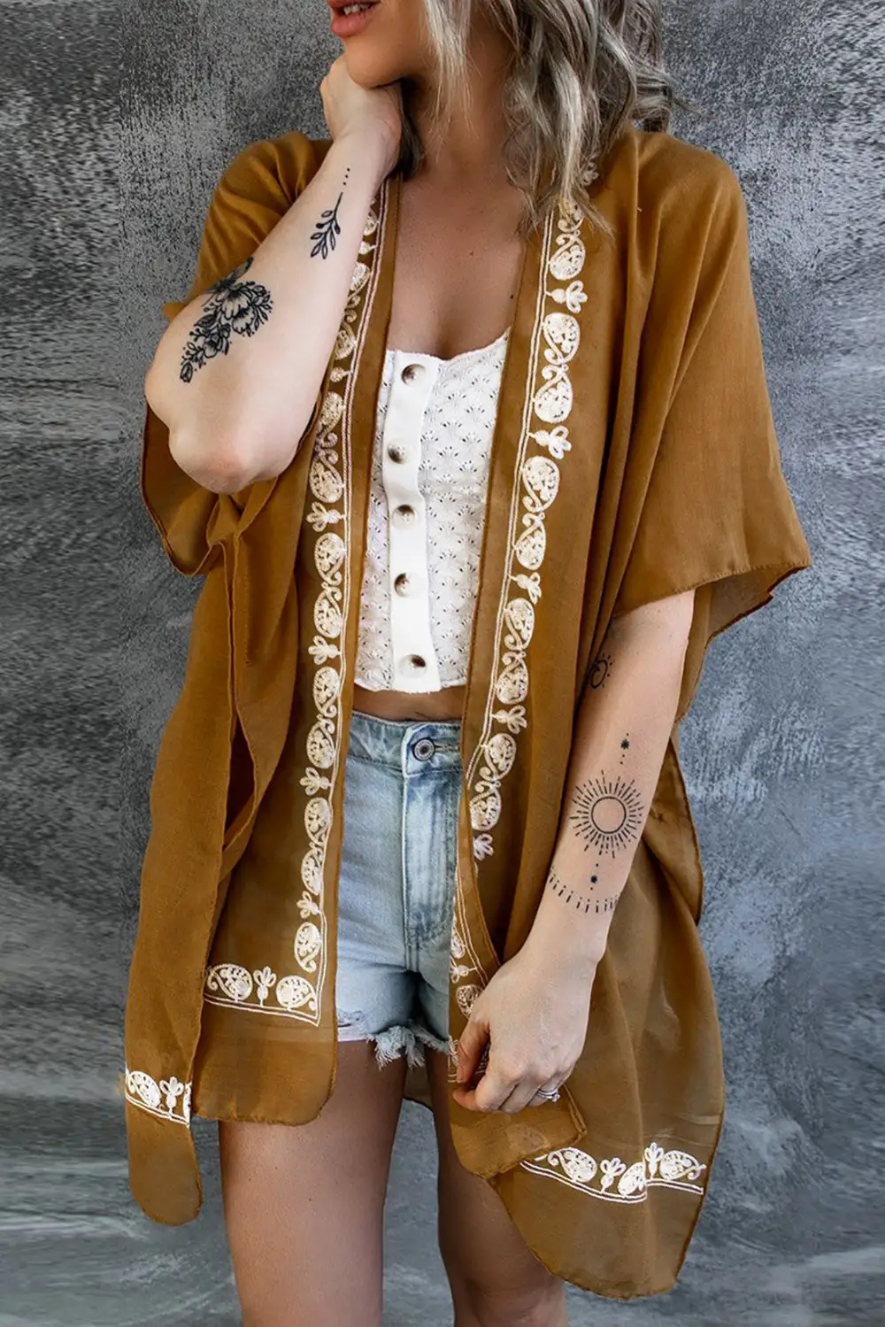 Swimwear Retro Floral Pattern Kimono