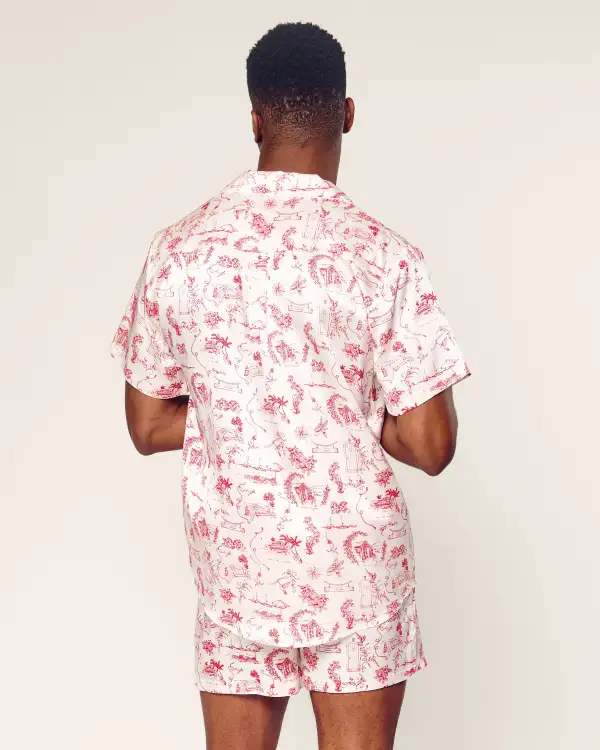 Silk Printed Pajama Short Set