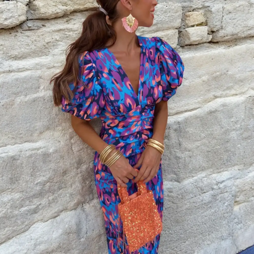 Printed Woven Midi Dress