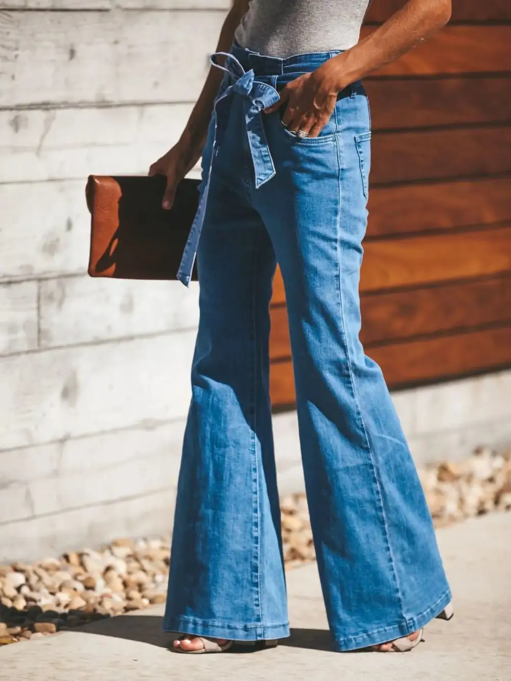 Tiered Drawstring Denim Jeans