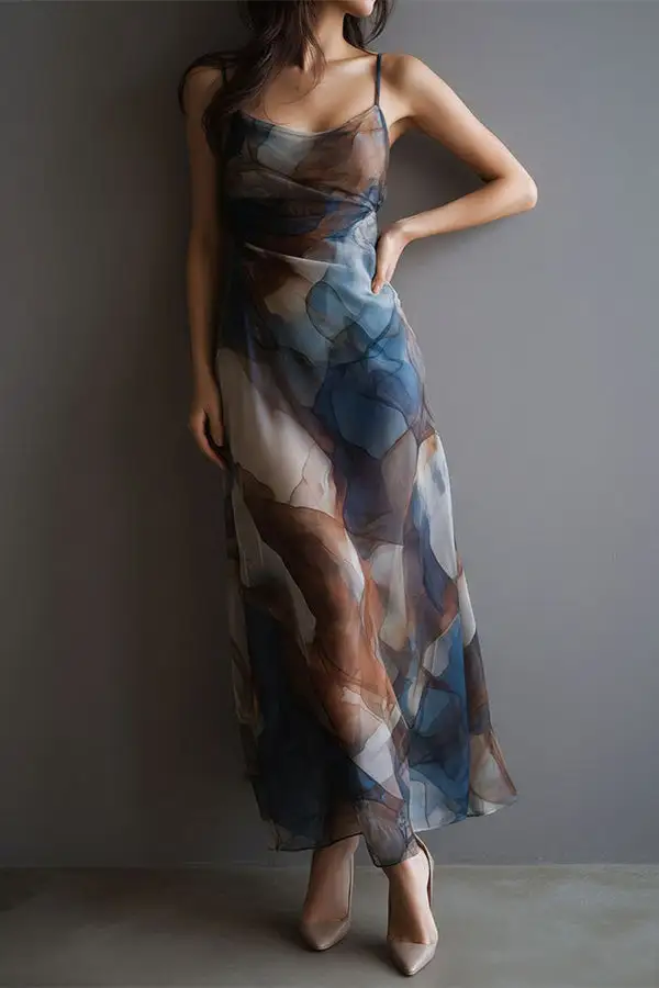 Clean Lined Coordinating Top And Flowing Maxi Skirt