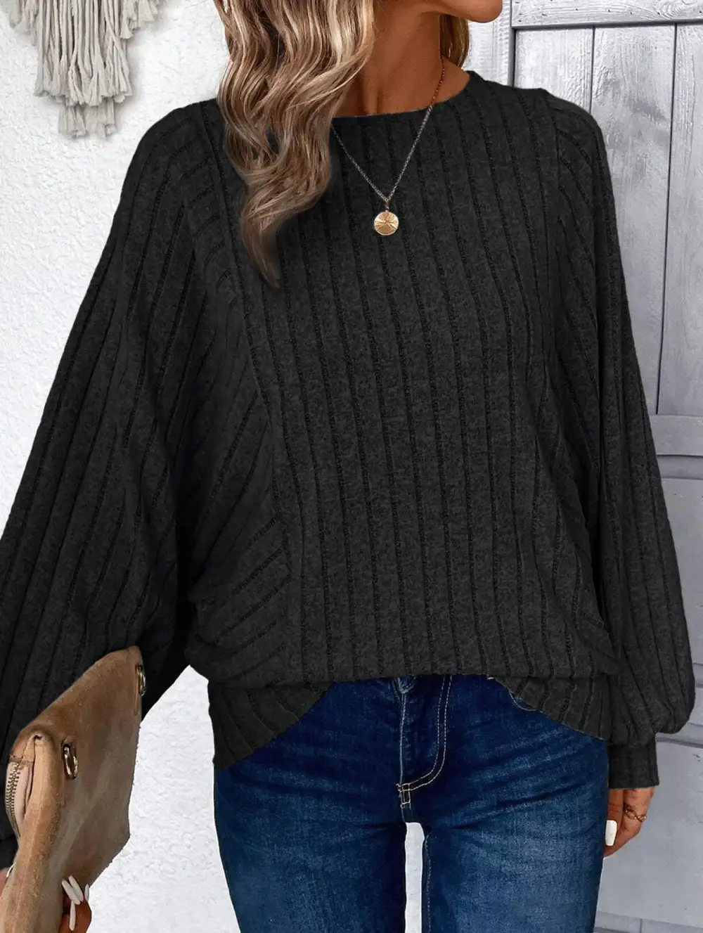 Plus Size Lantern Sleeve Top