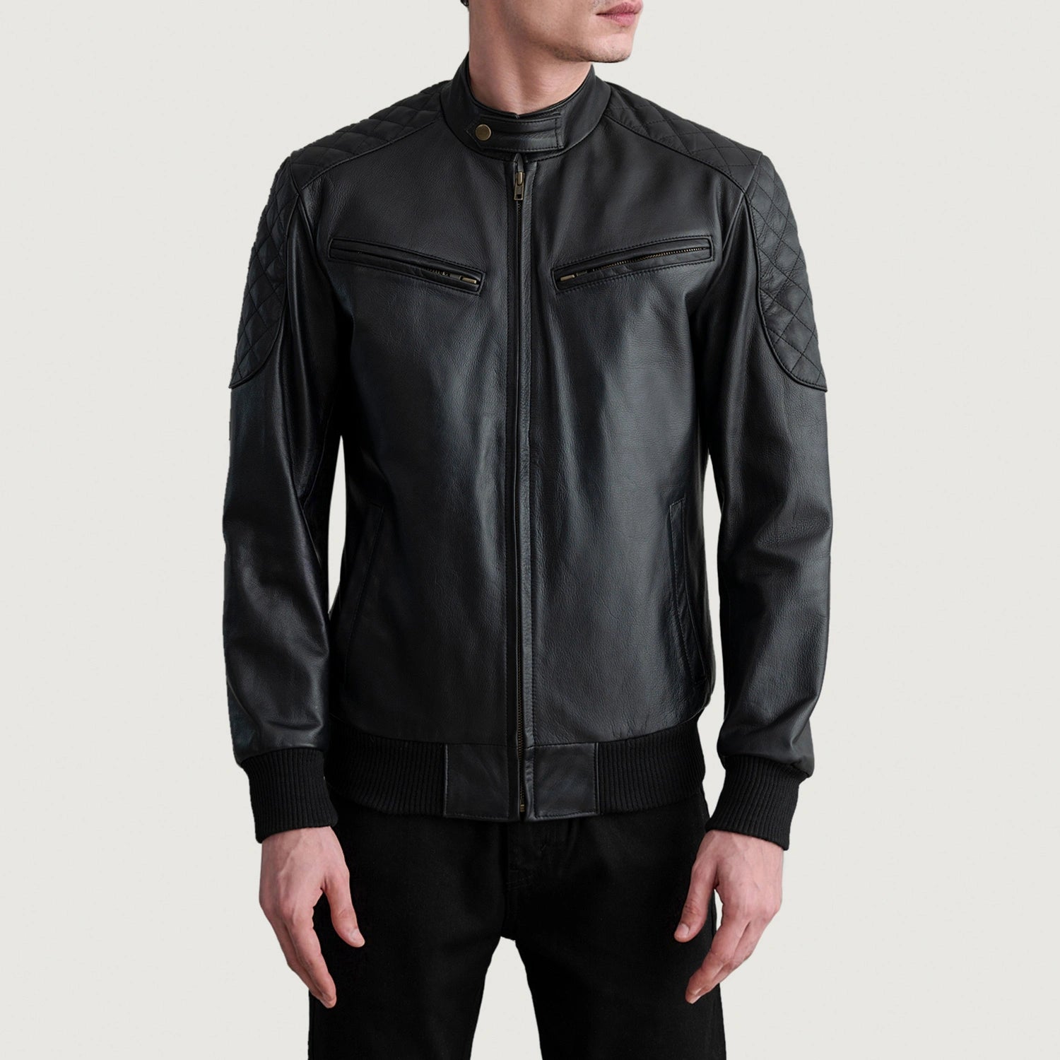 Men's Classic Bomber Leather Jacket