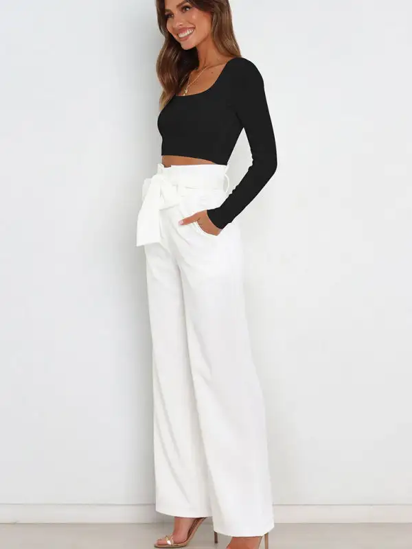 Trousers Versatile Wide Leg Belt