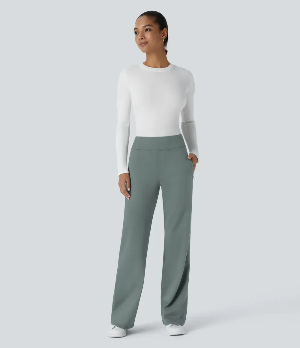  DayStretch Mid Rise Side Zipper Pocket Work Flare Pants
