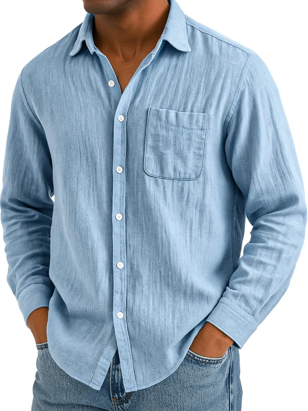 Everyday Cotton Linen Pocket Shirt