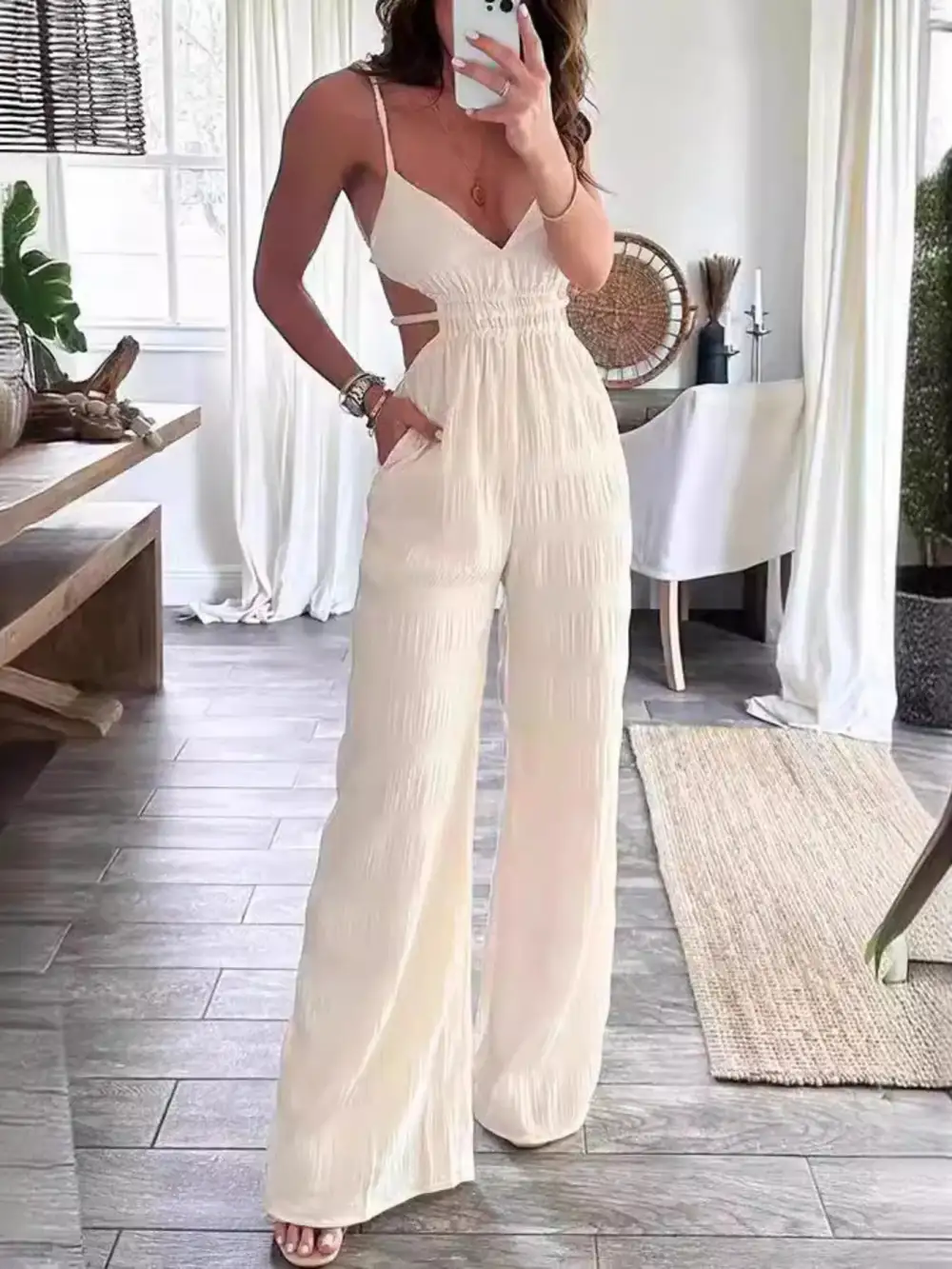 Panel Detail Wide Leg Jumpsuit
