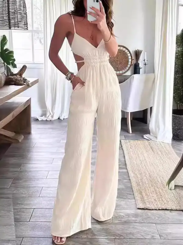 Panel Detail Wide Leg Jumpsuit