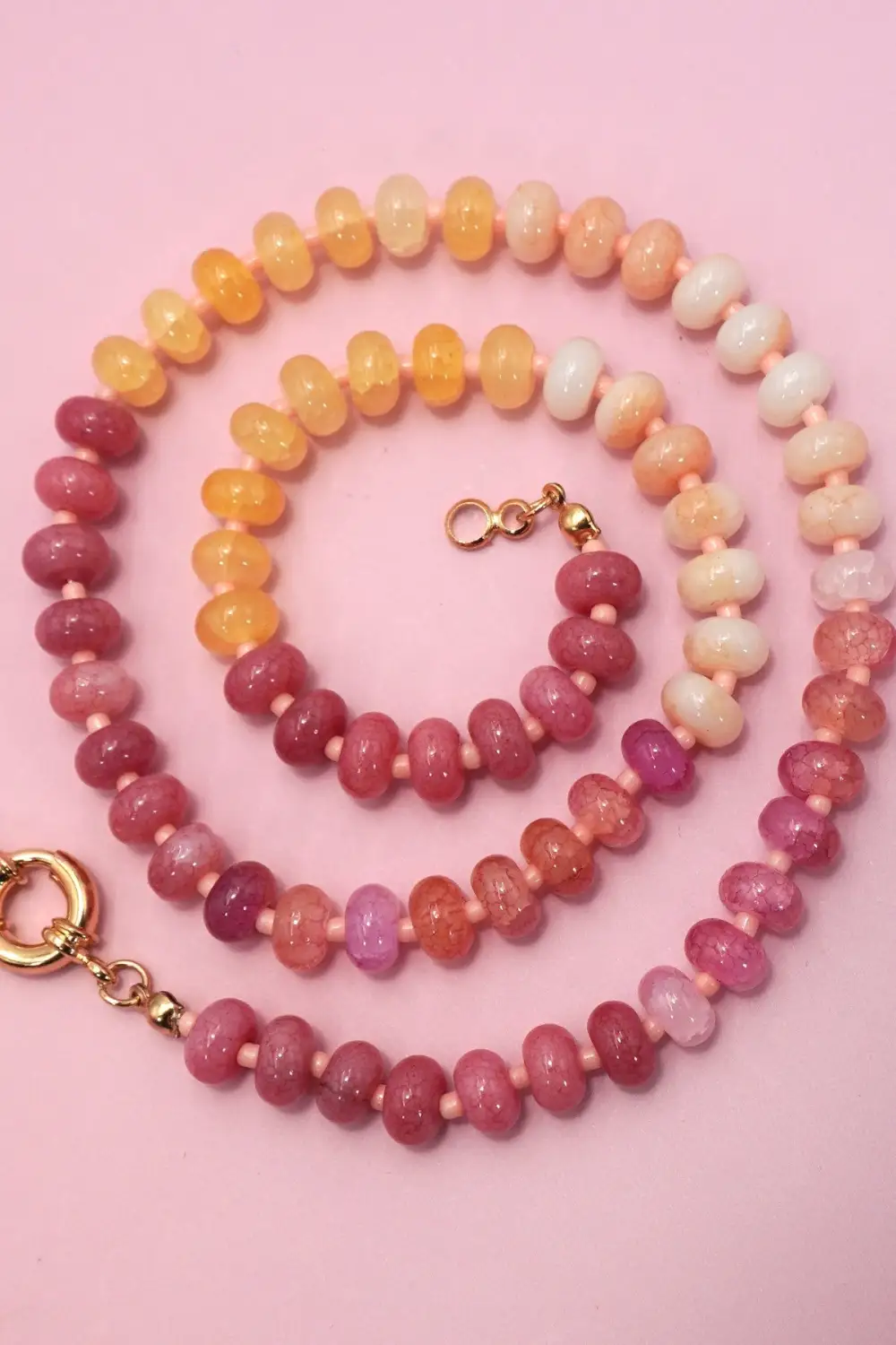 Natural Stone Glass Bead Necklace