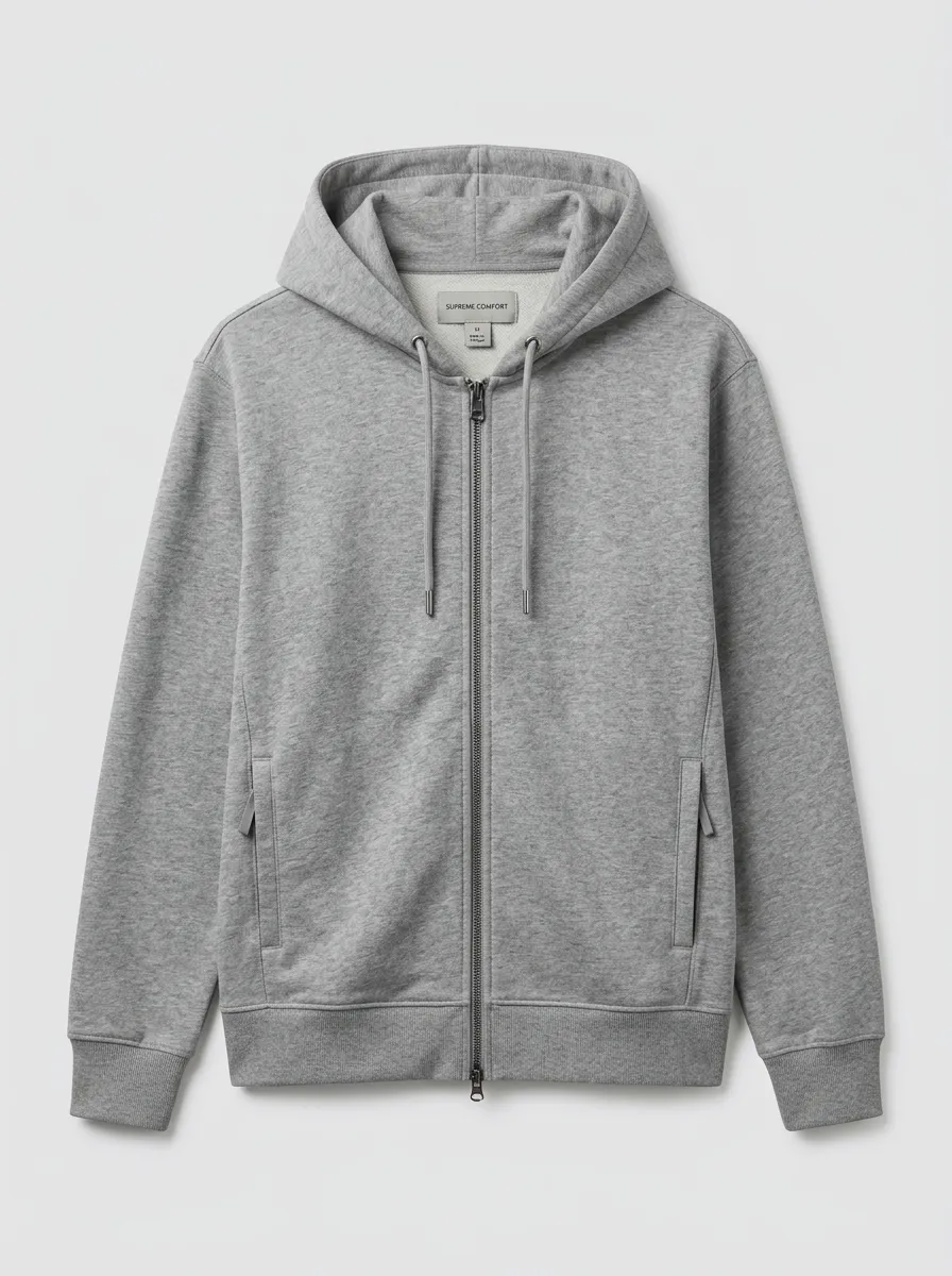 Modern Zip-Up Minimalist Solid Outdoor Look Men's Hoodie