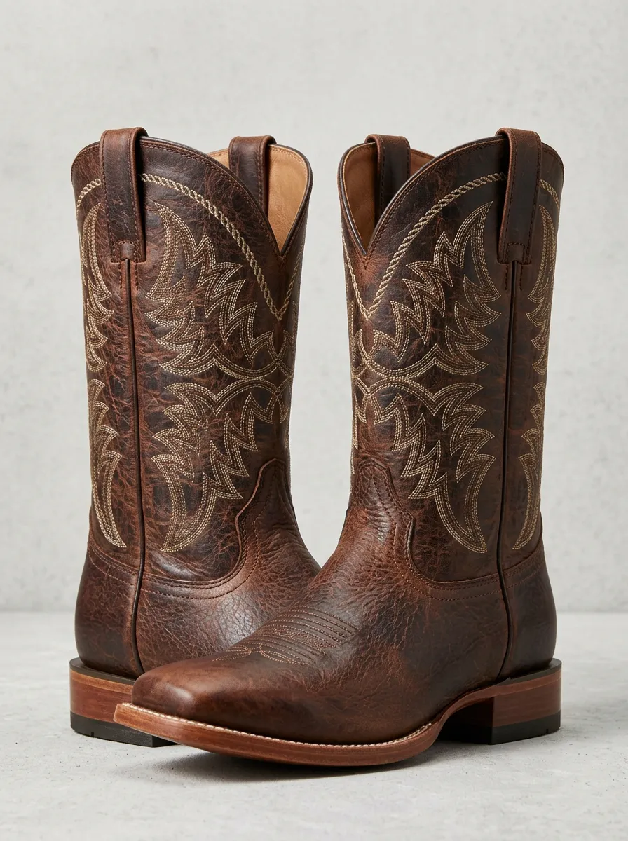 Unisex Refined Distressed Embroidered Western Boots