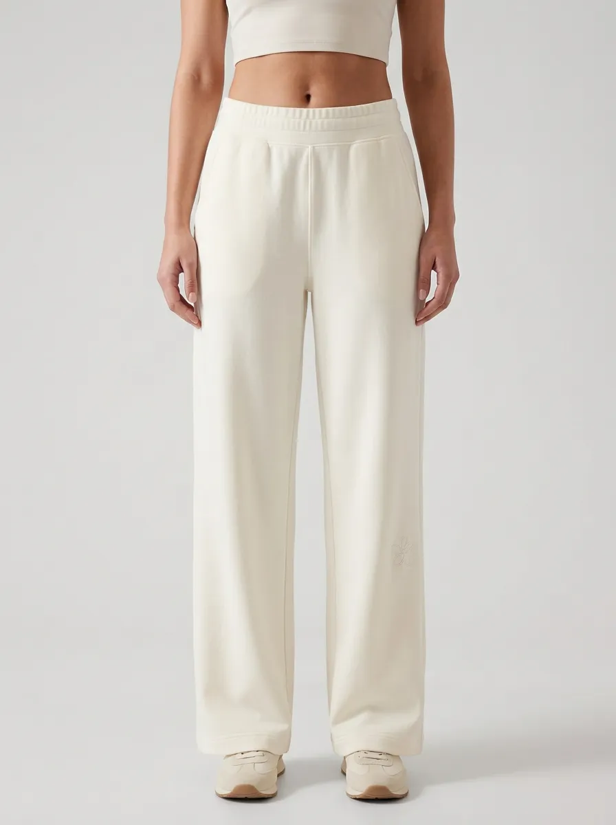 Women's Minimalist Aesthetic Small Flower Embroidered Printed Sweatpants