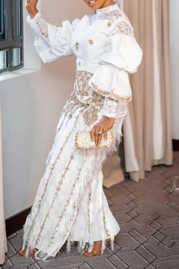 Lace Patchwork Embroidered Tassel Maxi Dress