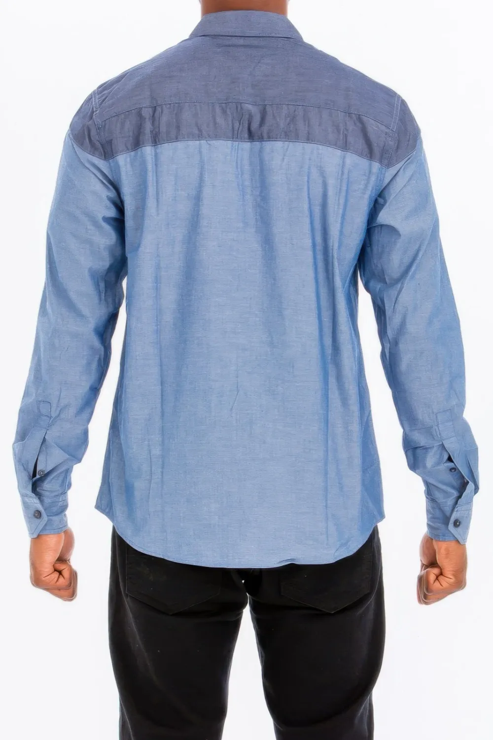 Men's Two Tone Long Sleeve Button-Down Shirt