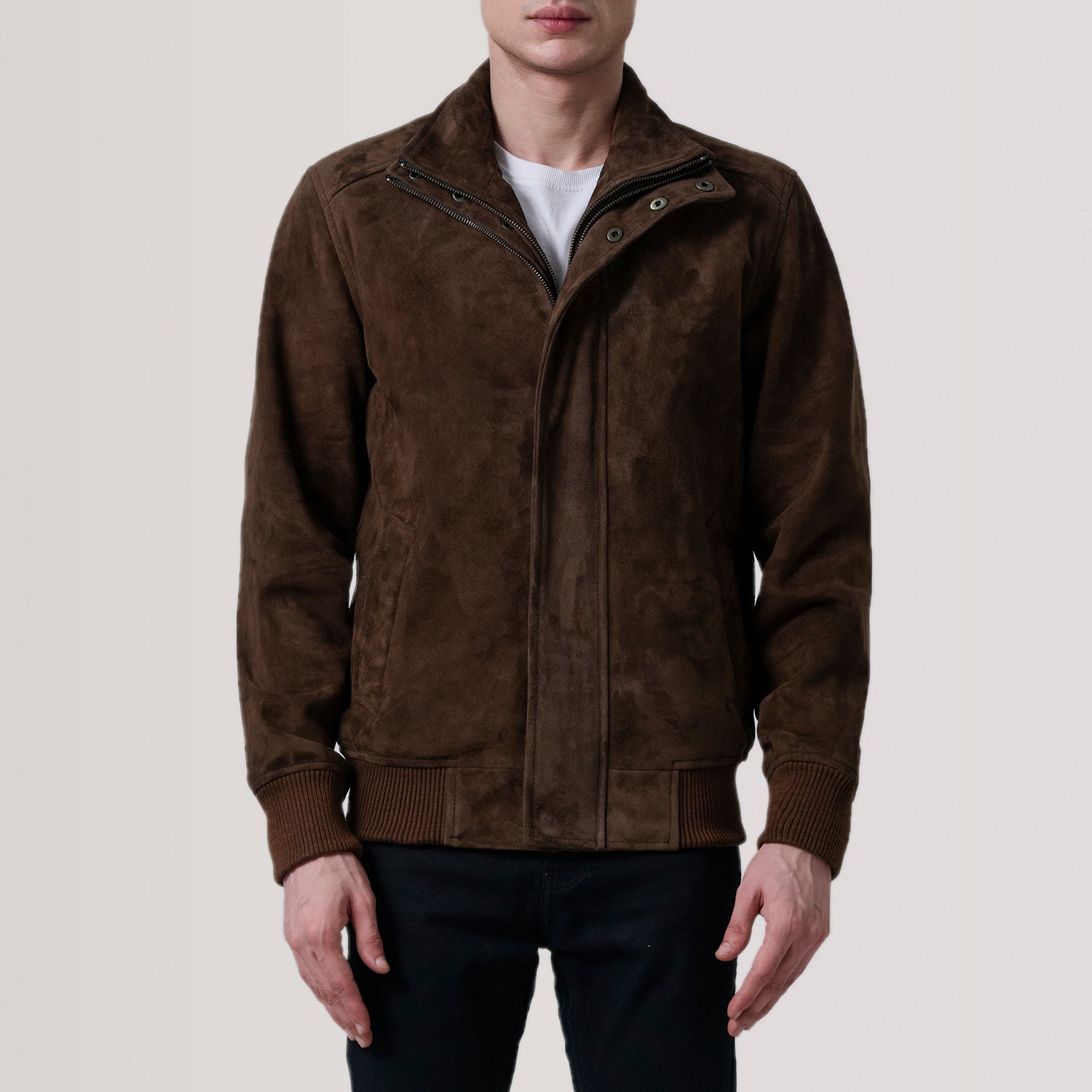Men's Rugged Bomber Suede Jacket