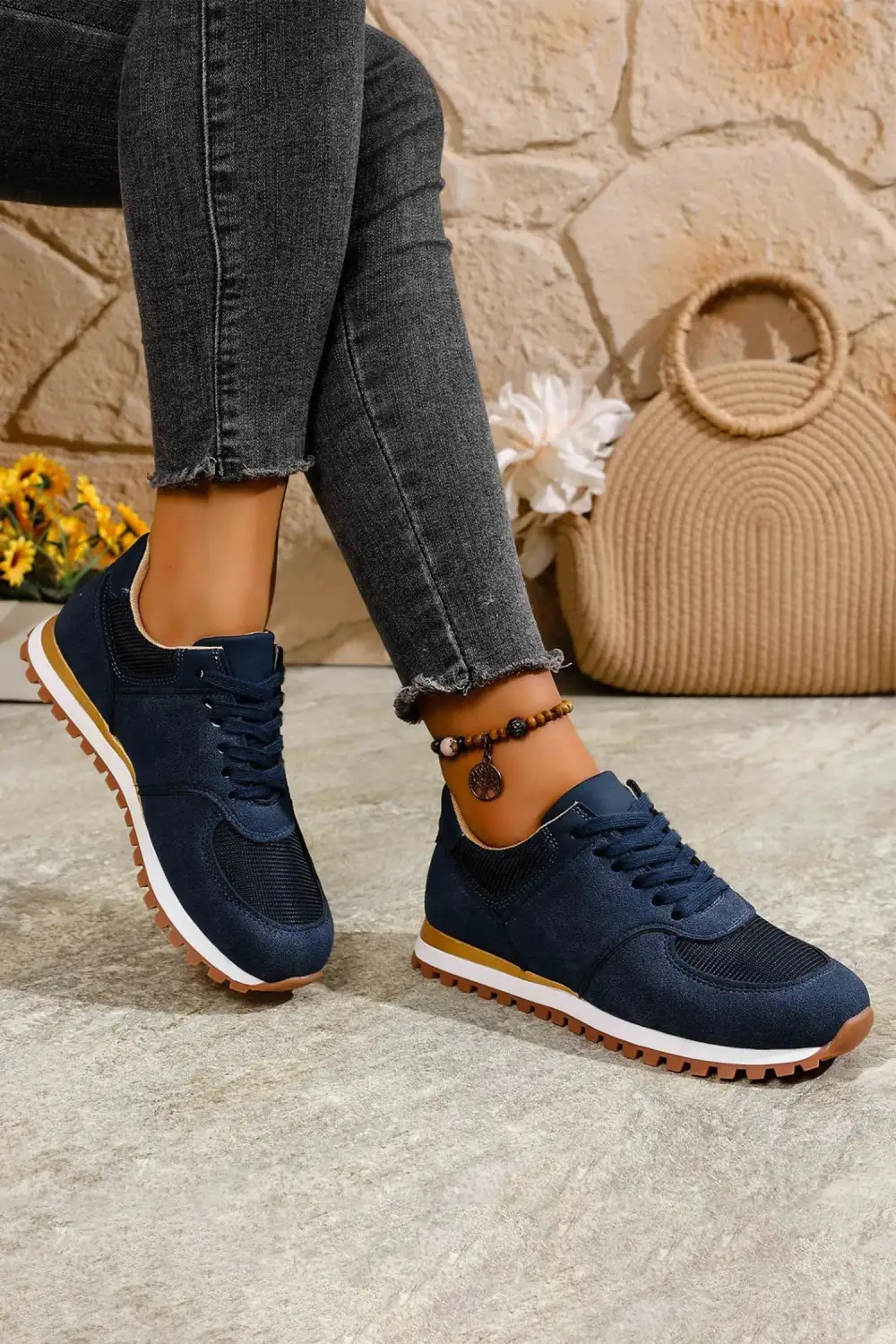Faux Suede Patchwork Casual Sneakers