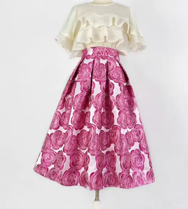 Soft Light Everyday Casual Embroidered Skirt