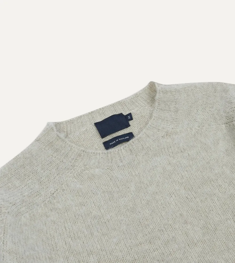 Stone Brushed Shetland Crew Neck Jumper Lambswool Elegant