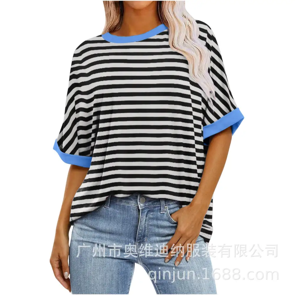 Striped Crewneck Short Sleeve Pullover