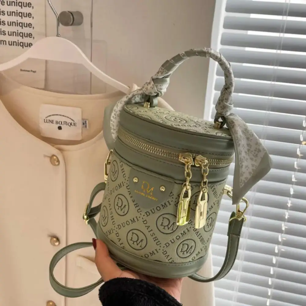 Letter Adjustable Strap Bucket Bag