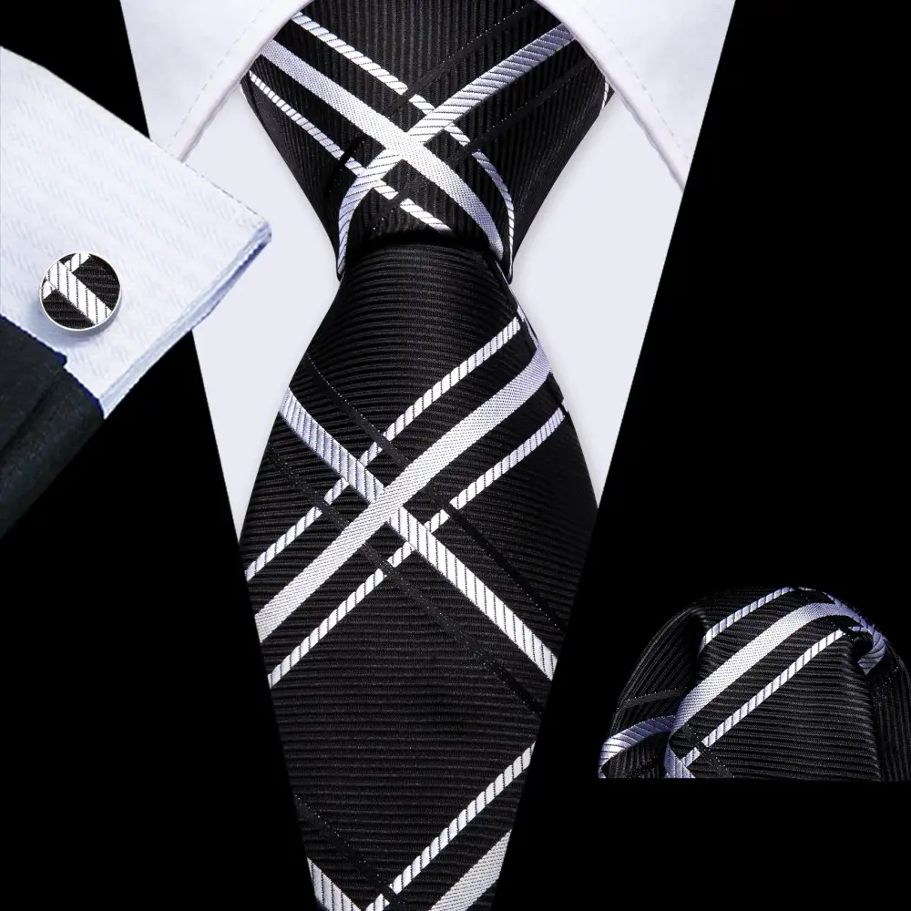 Elegant Striped Silk Necktie Set