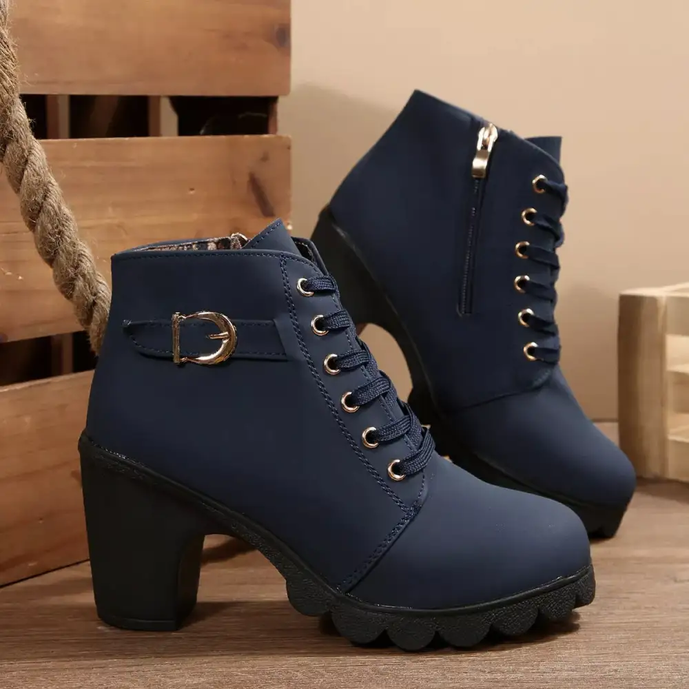 Essential Lace-Up Block Heel Boots