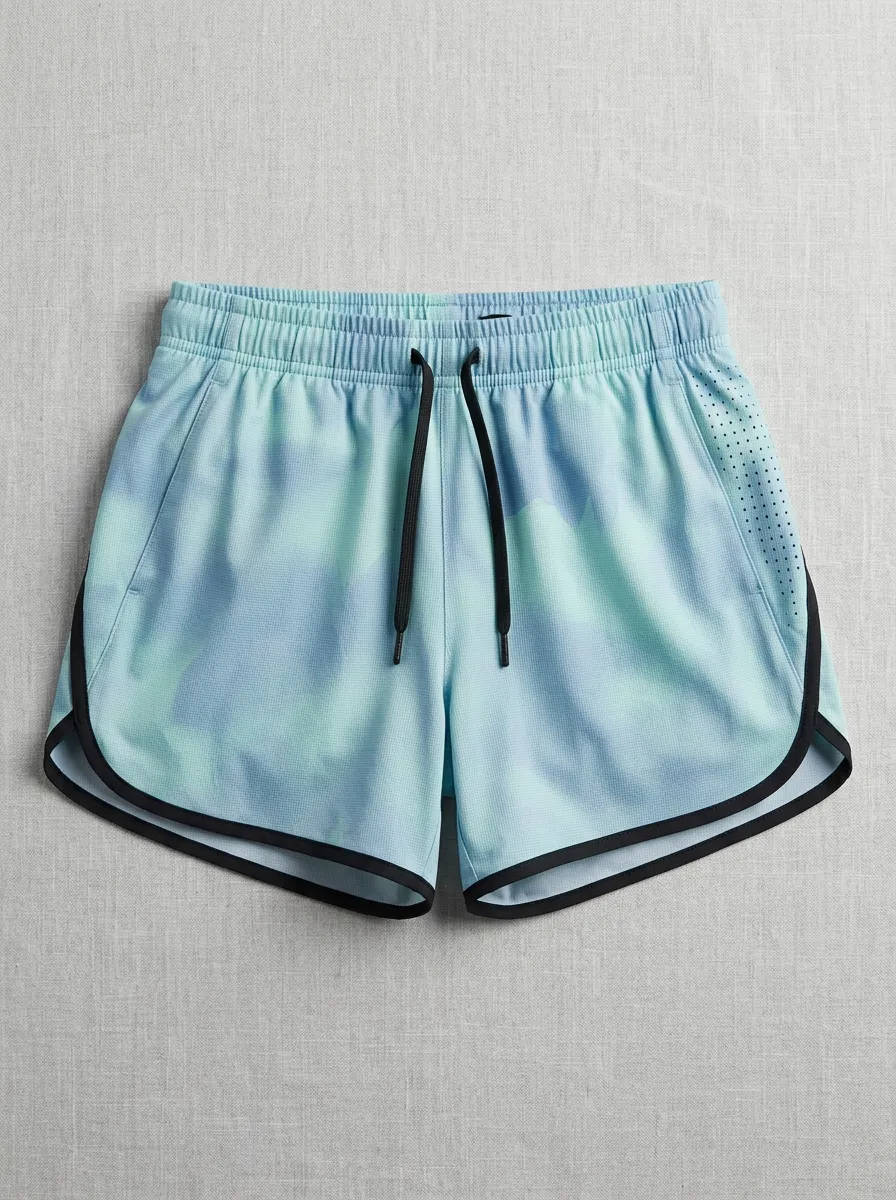Women's Athletic Blue Tie-Dye Printed Shorts