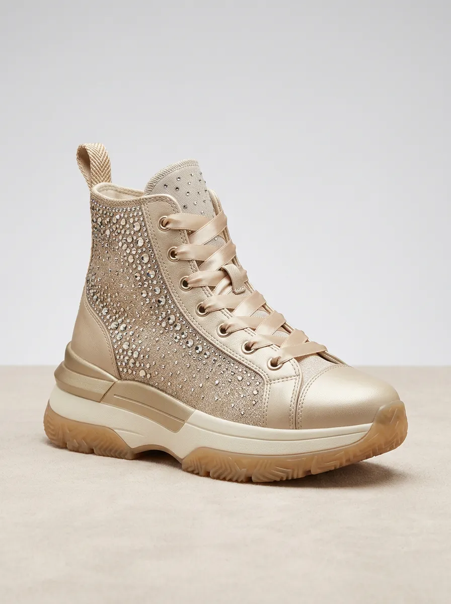 Casual Textured Women's Rhinestone Platform Shoes