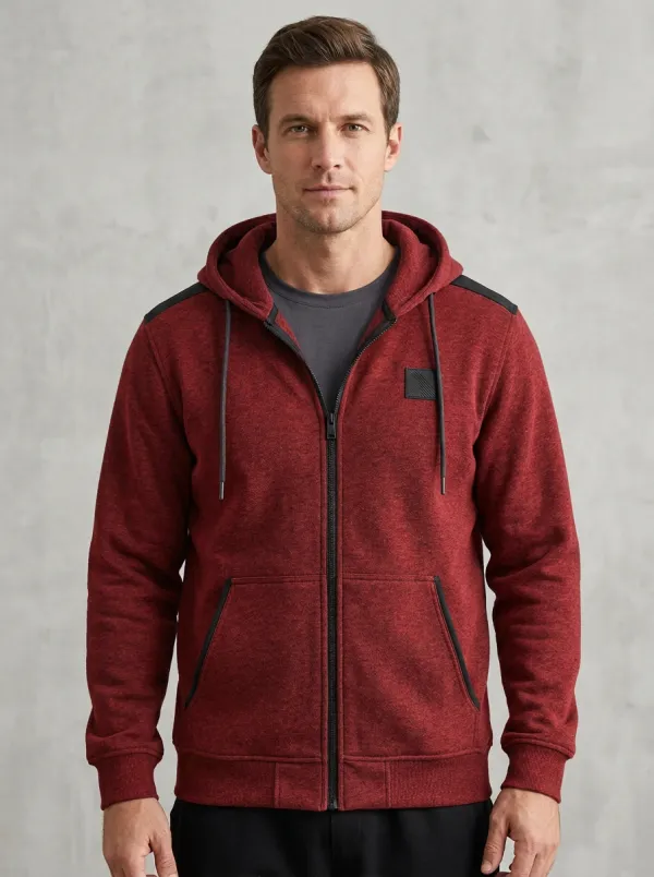 Men's Sport Inspired Hooded Zip-Up Sports Jacket