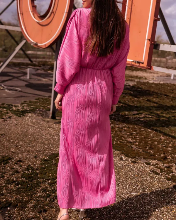 Easy Fit V-Neck Maxi Tie Detail Dress