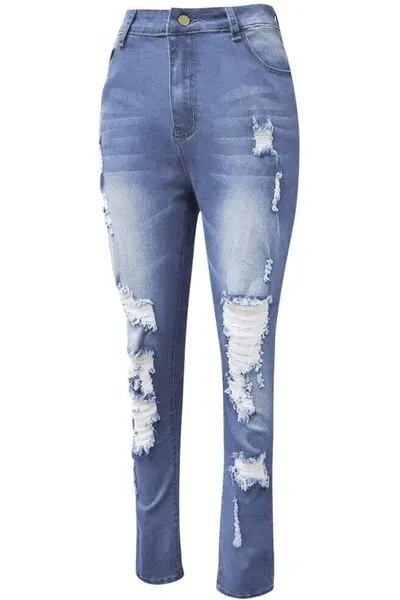 Soft Skinny Distressed Denim Jeans