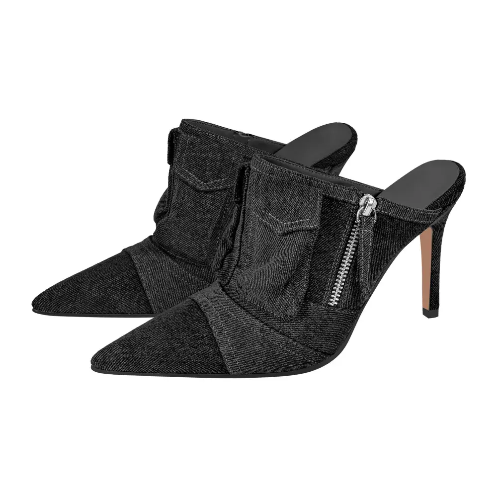 Pointed Toe Stiletto Heeled Mules