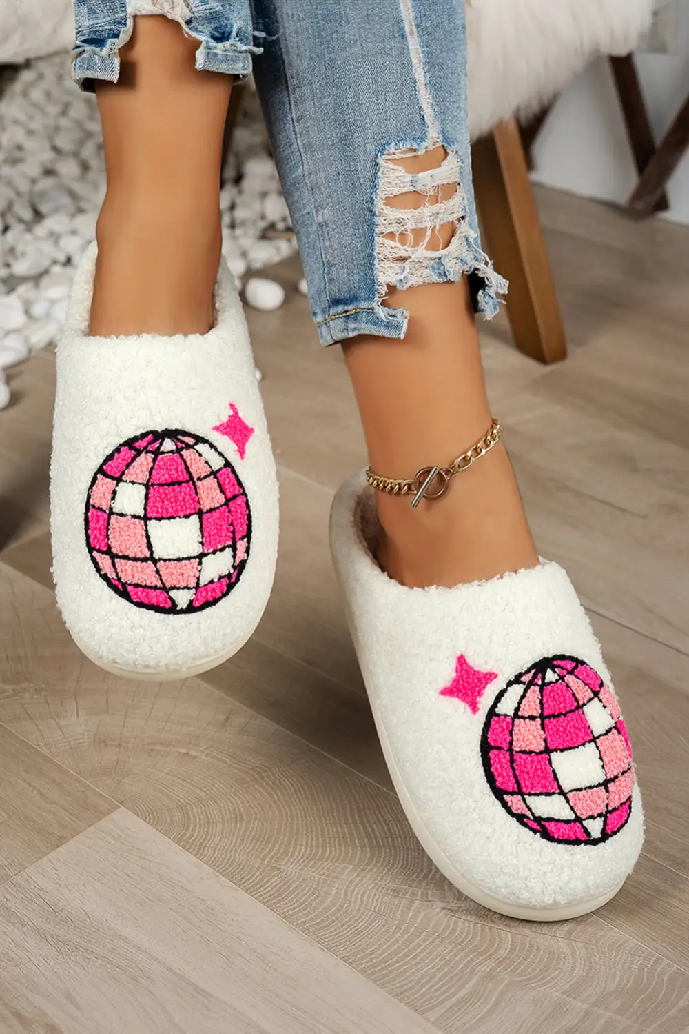 Disco Ball Plush House Slippers