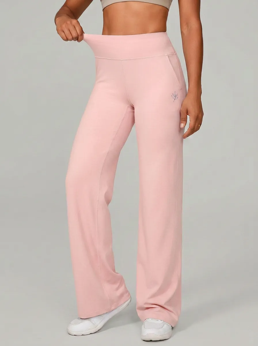 Women's Active Leaf Emblem Print Mid-Rise High-Stretch Straight-Leg Pants