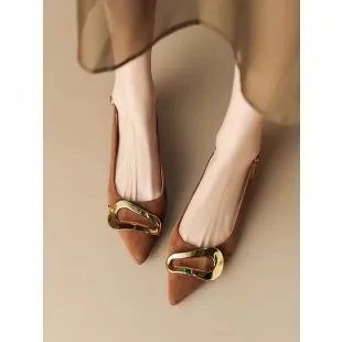 Pointed Toe Buckle Strap Flats