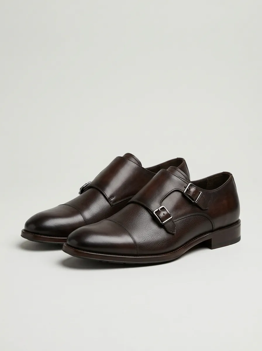 Men's Classic Classic Business Leather Double Monk Strap Shoes