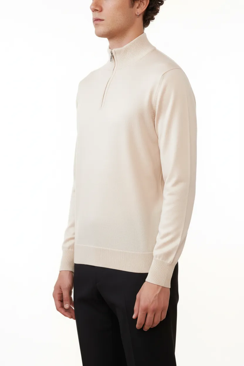 Everyday Viscose Refined Half Zip Sweater