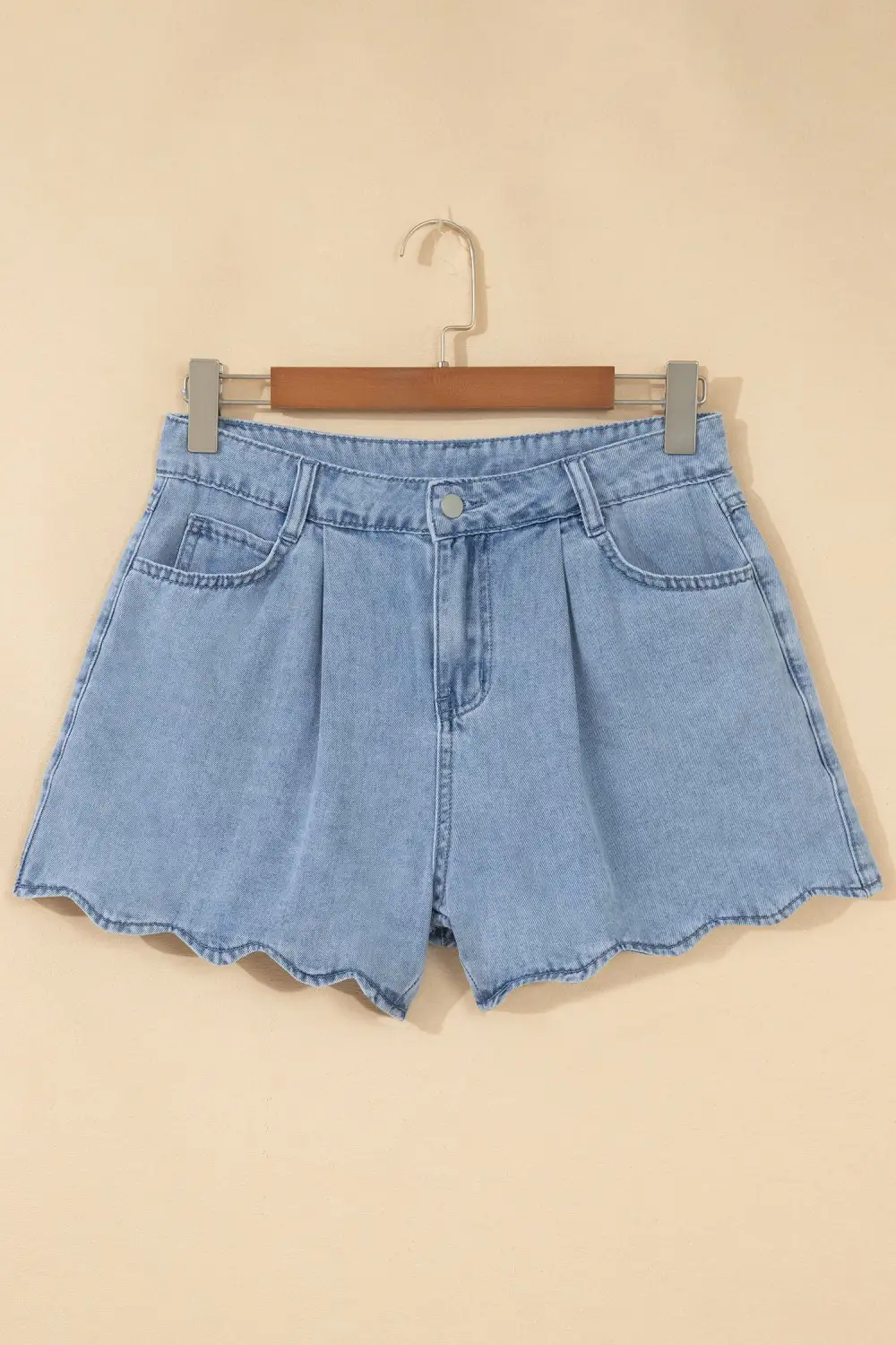 Refined Scalloped Denim Shorts
