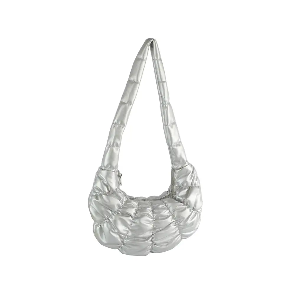 Quilted Pocketed Nylon Hobo Shoulder Bag