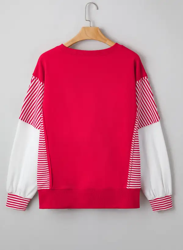 Easygoing Striped Patchwork Sweatshirt