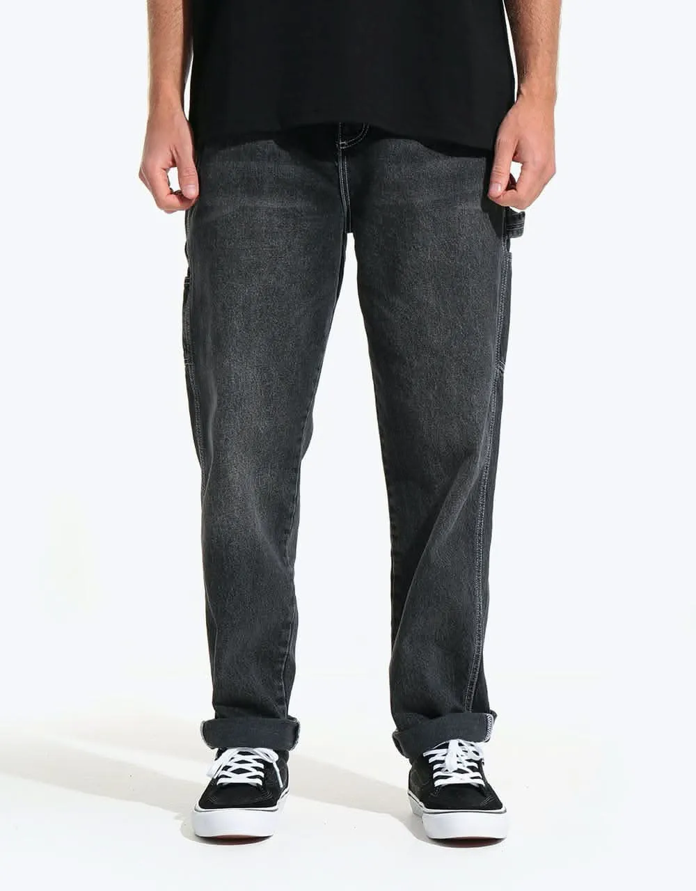 Washed Straight Carpenter Denim Jeans