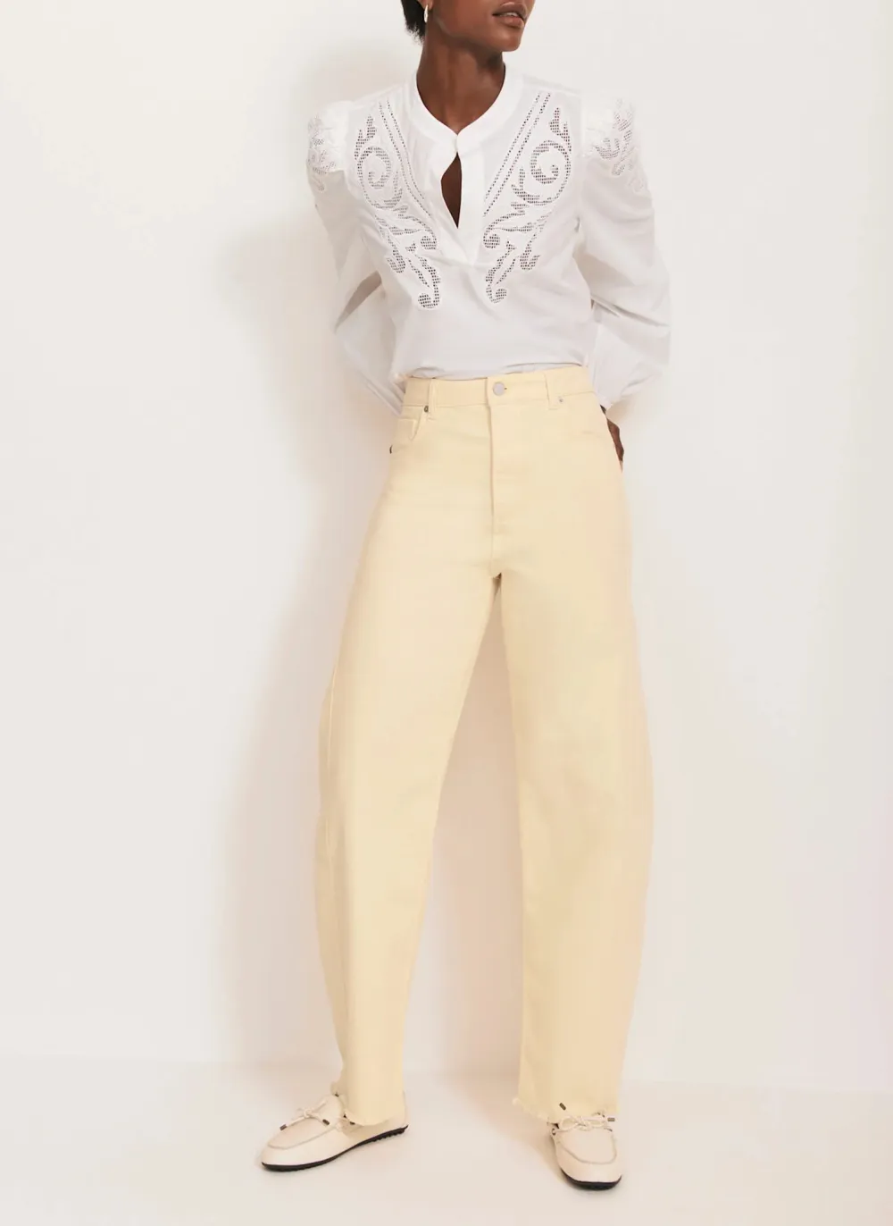 Plain Casual Style Wide-Leg Jeans