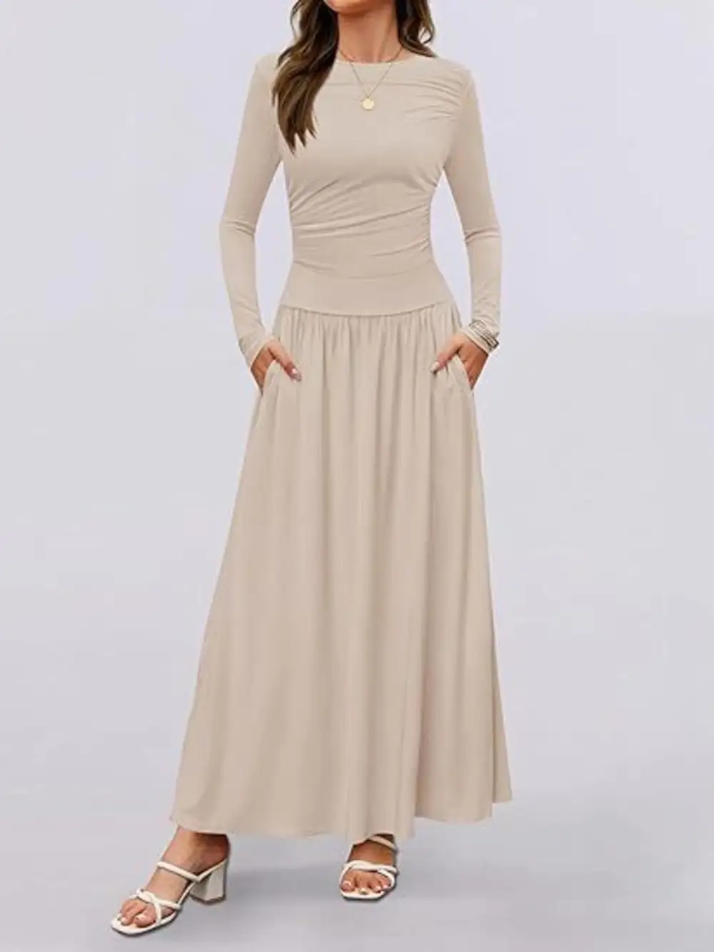 Long Sleeve Maxi Dress With Pockets
