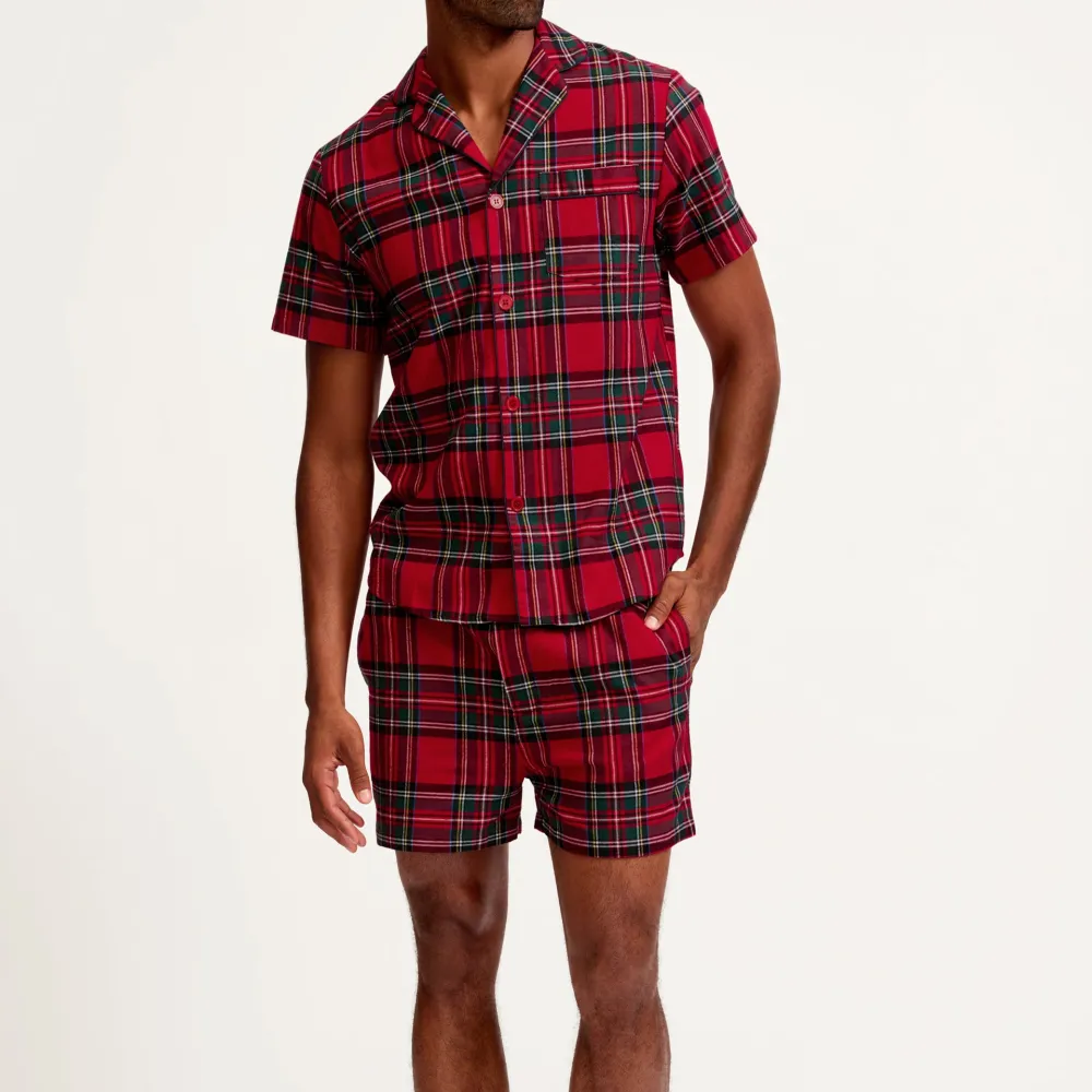 Brushed Twill Tartan Pajama Short Set